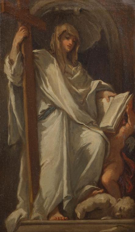 Ciro Ferri, Allegorie des Glaubens, undatiert, Öl auf Leinwand, 39 × 22 cm, Belvedere, Wien, In…