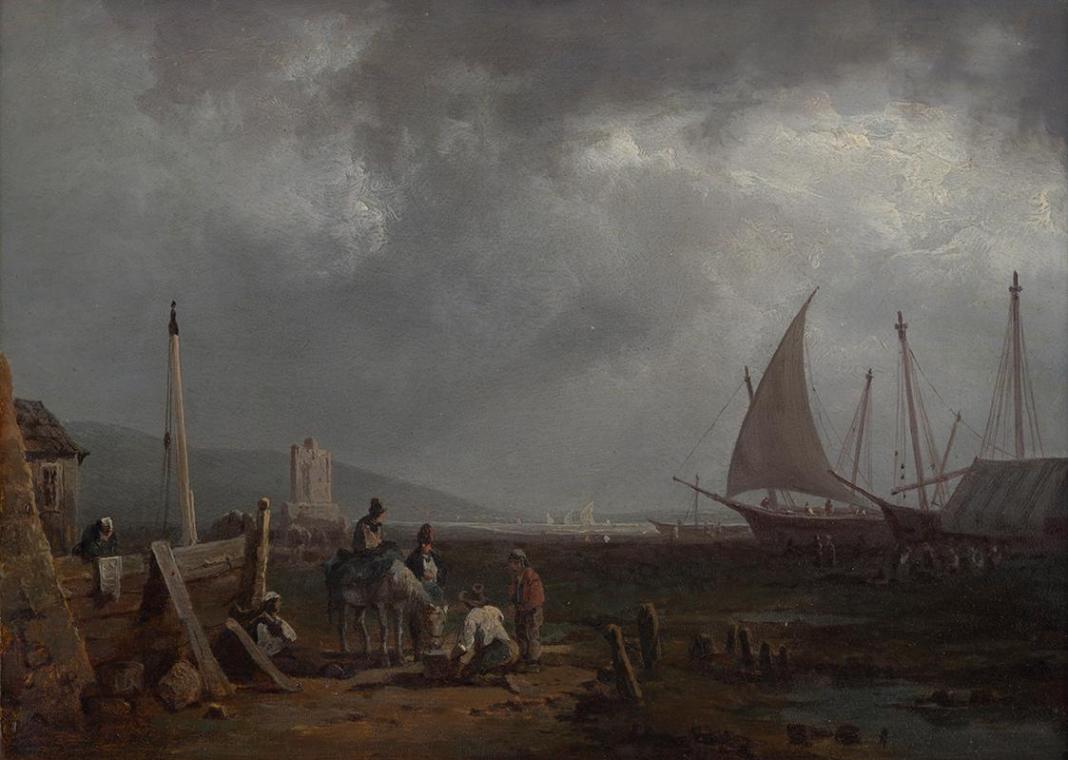 August Piepenhagen, Hafenstück, undatiert, Öl auf Holz, 15,5 × 21 cm, Schenkung Sammlung Maurer…