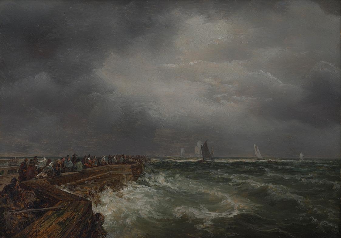 August Piepenhagen, Hafenstück, 1859 (?), Öl auf Holz, 15,5 × 21 cm, Schenkung Sammlung Maurer,…