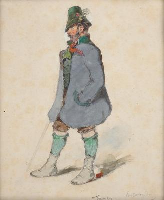 Johann Friedrich Treml, Bauer in Berchtesgadner Tracht, um 1840, Gouache auf Papier, Bildaussch…