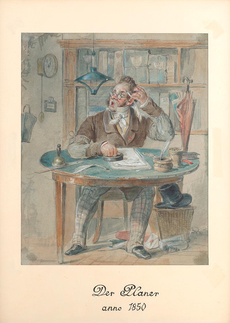 Eduard Ritter, Der Biedermeier-Beamte, 1850, Aquarell und Gouache (?) auf Karton, Darstellungsm…