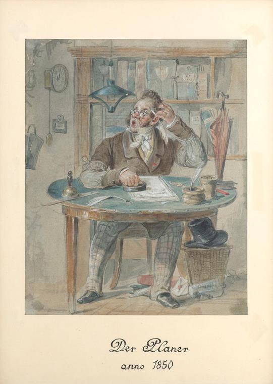 Eduard Ritter, Der Biedermeier-Beamte, 1850, Aquarell und Gouache (?) auf Karton, Darstellungsm…