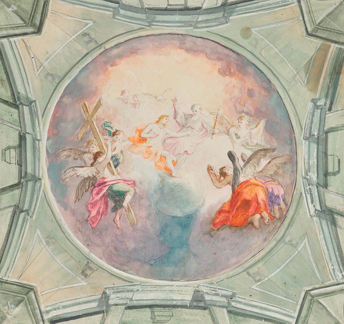 Martin Johann Schmidt, Heilige Dreifaltigkeit, 1770/1800, Aquarell auf Papier, 22,5 × 23 cm, Be…