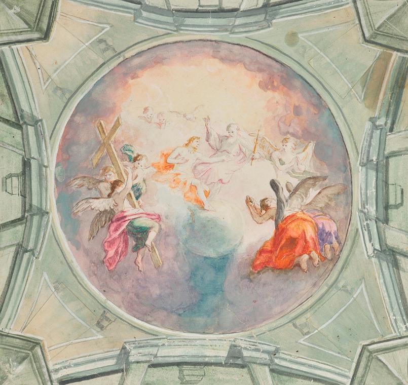 Martin Johann Schmidt, Heilige Dreifaltigkeit, 1770/1800, Aquarell auf Papier, 22,5 × 23 cm, Be…