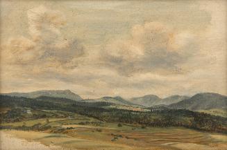 Friedrich August Mathias Gauermann, Voralpen-Panorama, um 1830/1840, Öl auf Karton, 20 × 30 cm,…