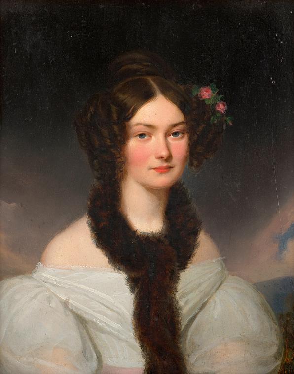 Franz Schrotzberg, Bildnis einer jungen Frau, um 1840, Öl auf Holz, 22,2 × 18 cm, Legat Sammlun…