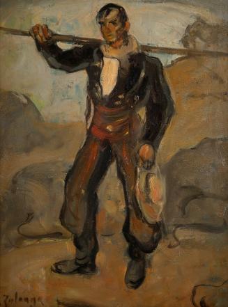 Ignacio Zuloaga, Der Rinderhirte - El Vaquero, um 1900/1905, Öl auf Karton, 30,5 × 23 cm, Belve…