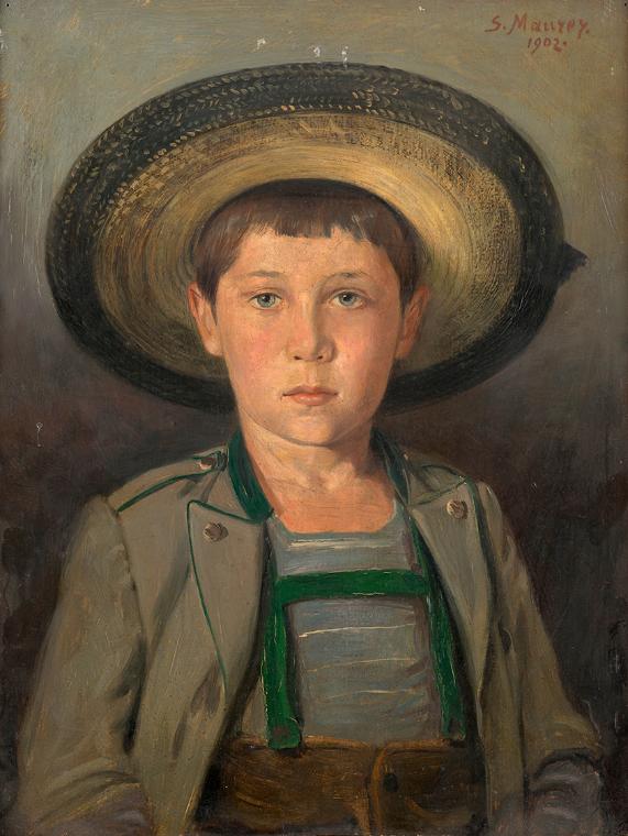Serafin Maurer, Bildnis Robert Maurer, Sohn des Künstlers, als Neunjähriger, 1902, Öl auf Holz,…