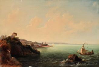 Carlo Brioschi, Felsküste und Segelboote, 1853, Öl auf Leinwand, 41 x 60 cm, Belvedere, Wien, I…