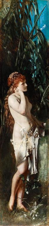 Hans Makart, Die fünf Sinne: Das Gehör, 1872/1879, Öl auf Leinwand, 314 x 70 cm, Belvedere, Wie ...