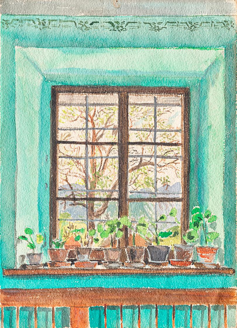 Unbekannter Künstler, Blick aus einem Fenster, um 1910, Aquarell, 23 x 16,4 cm, Belvedere, Wien…