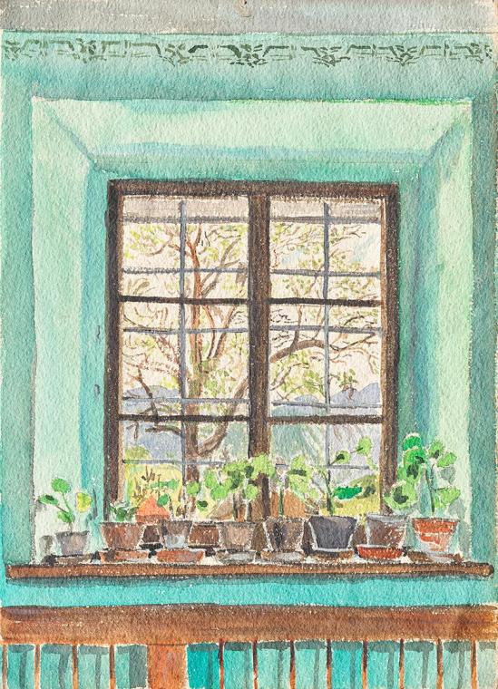 Unbekannter Künstler, Blick aus einem Fenster, um 1910, Aquarell, 23 x 16,4 cm, Belvedere, Wien ...