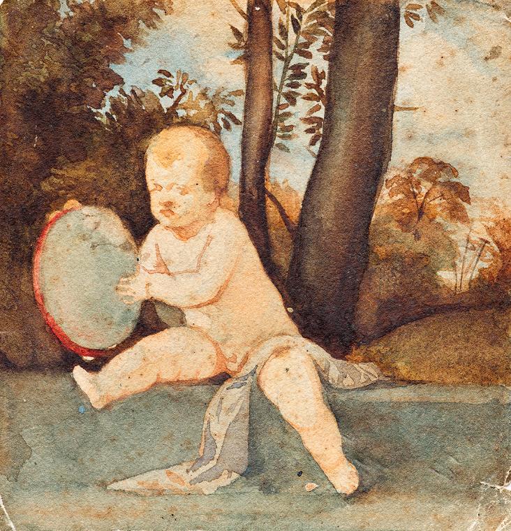 Franz von Matsch, Der kleine Tambourinschläger, 1878, Aquarell, 12,1 x 11,6 cm, Belvedere, Wien…