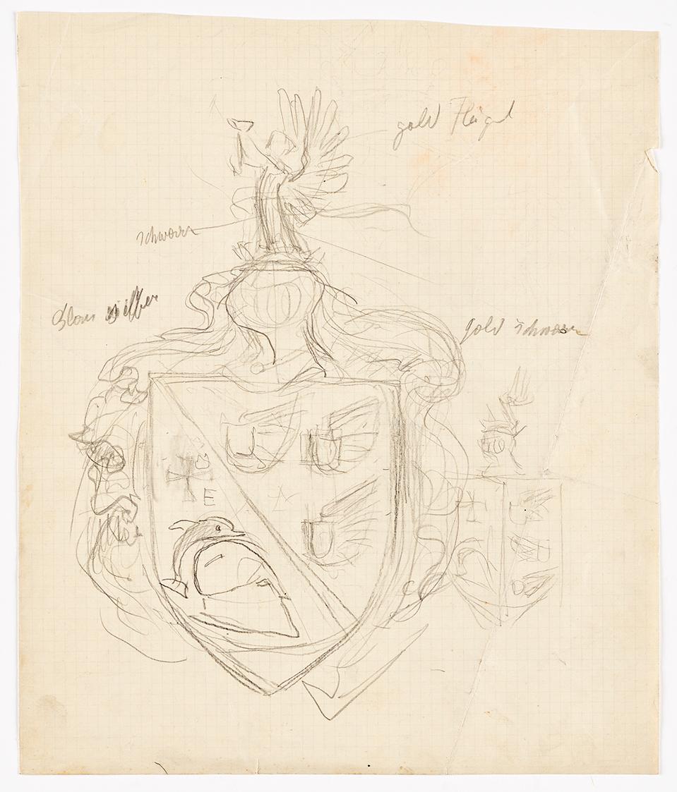 Franz von Matsch, Entwurf für ein Familienwappen, 1912, Bleistift, 35,4 x 29,6 cm, Belvedere, W…