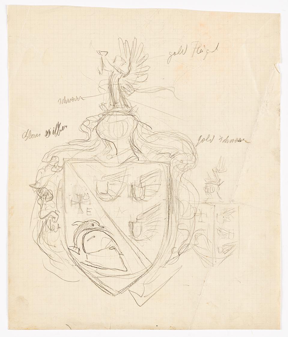 Franz von Matsch, Entwurf für ein Familienwappen, 1912, Bleistift, 35,4 x 29,6 cm, Belvedere, W ...