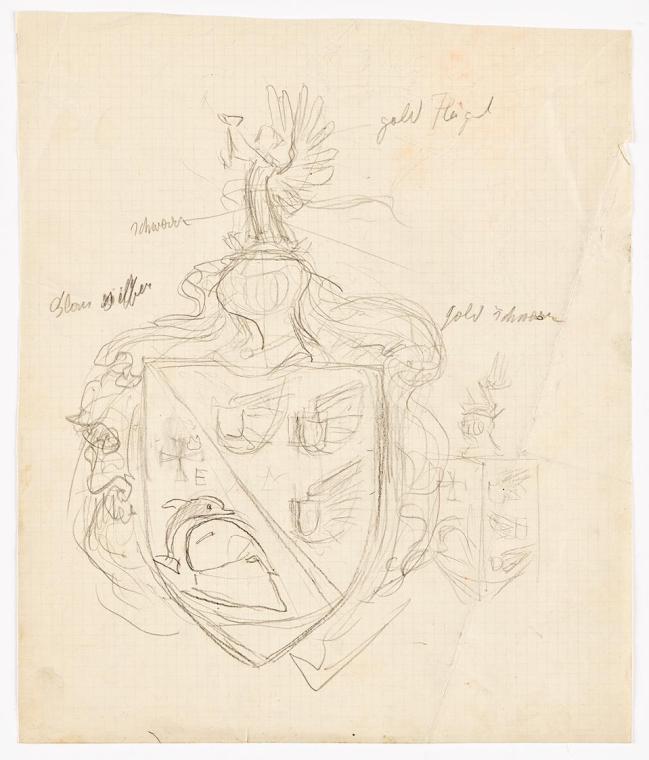Franz von Matsch, Entwurf für ein Familienwappen, 1912, Bleistift, 35,4 x 29,6 cm, Belvedere, W…