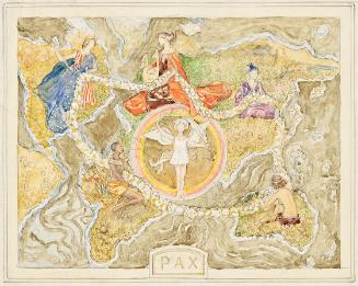 Franz von Matsch, Pax (Entwurf für einen Gobelin?), um 1929, Aquarell und Bleistift, 29 x 44,2 …