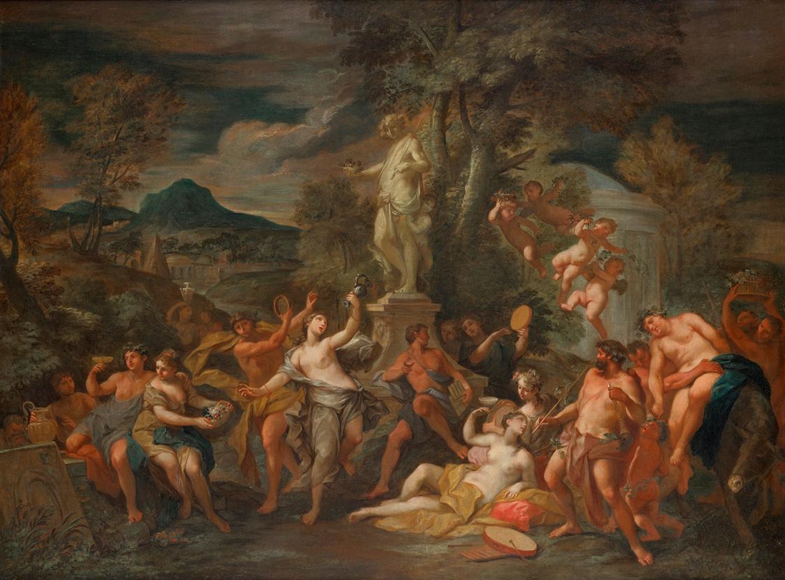 Bacchanal in Landschaft, 1650/1680, Öl auf Leinwand, 76,5 × 102,5 cm, Belvedere, Wien, Inv.-Nr.…