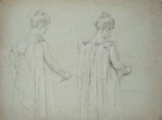 Franz von Matsch, Studie einer schreibenden Frau, undatiert, Bleistift und Weißstift auf Karton…