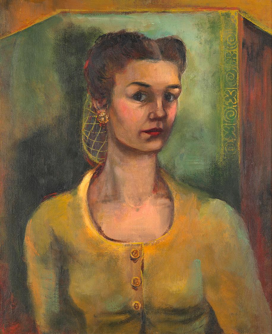 Margarete Hamerschlag, Selbstportät in Gelb, um 1948, Öl auf Leinwand, 61,3 × 51,2 cm, Belveder…
