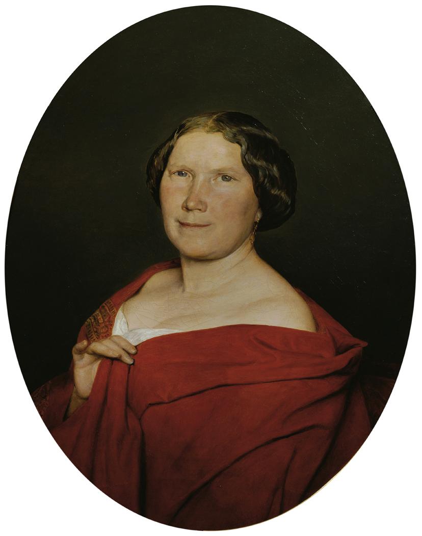 Ferdinand Georg Waldmüller, Frau mit lachsrotem Umhang, 1861, Öl auf Leinwand, 64 x 50 cm, Belv…