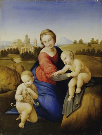 Johann Evangelist Scheffer von Leonhardshoff, Madonna mit Kind und Johannesknaben, Öl auf Holz,…