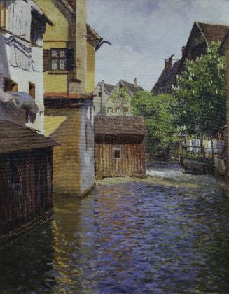 Hans Ranzoni d. Ä., An der Blau in Ulm, 1910, Öl auf Leinwand auf Holz, 72 x 56 cm, Belvedere, …
