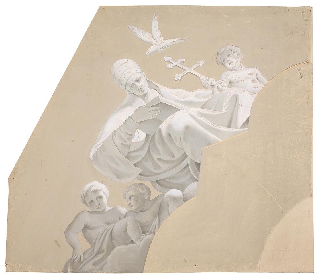 Johann Peter Krafft, Heiliger Gregor (Entwurf für die Wiederherstellung des Deckenfreskos von A…