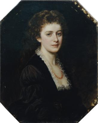 Eduard Ritter von Engerth, Damenbildnis, 1875, Öl auf Leinwand, achteckig: 76,3 × 61,3 cm, Belv…