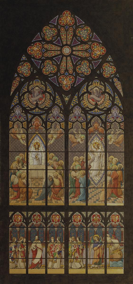 Eduard Jakob von Steinle, Entwurf für ein Glasfenster der Votivkirche in Wien, 1875, Aquarell a…