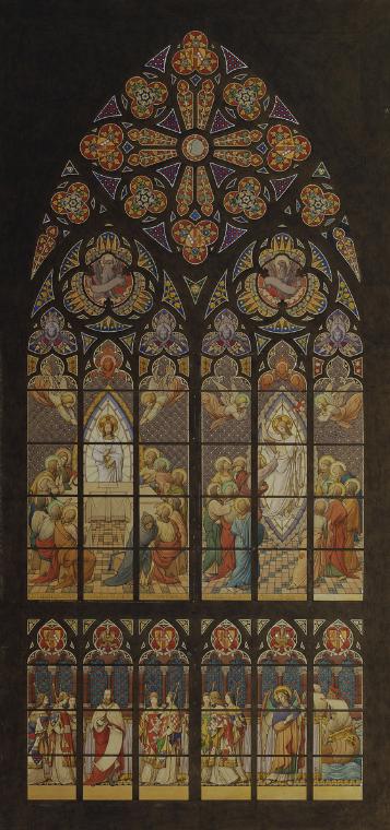 Eduard Jakob von Steinle, Entwurf für ein Glasfenster der Votivkirche in Wien, 1875, Aquarell a…