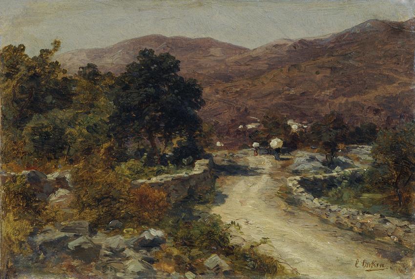 Carl Eduard Onken, Straße von Mattuglie, um 1880, Öl auf Karton, 15 x 22,5 cm, Belvedere, Wien, ...