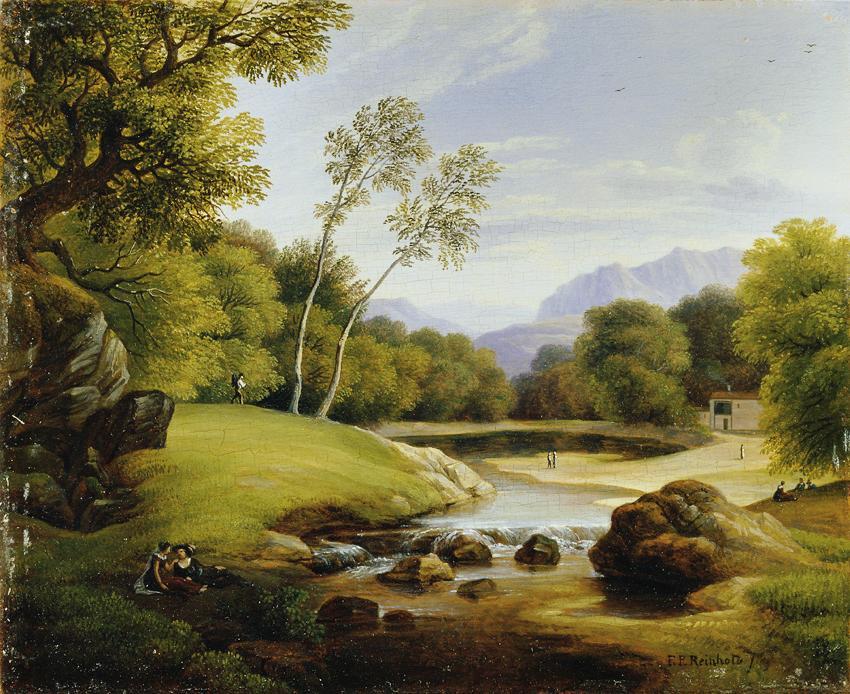 Friedrich Philipp Reinhold, Paar in Landschaft, 1819, Öl auf Holz, 16 x 20 cm, Belvedere, Wien,…