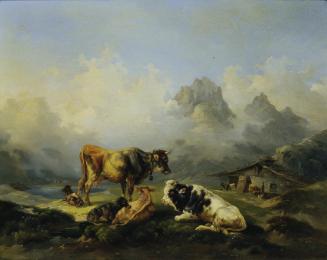 Joseph Heicke, Alm mit Rindern, 1851, Öl auf Leinwand, 55,5 x 68,5 cm, Belvedere, Wien, Inv.-Nr…