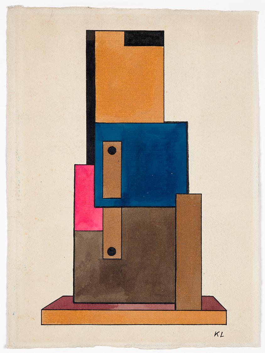 Lajos Kassak, Bildarchitektur, 1923, Tinte, Gouache auf Papier, 25,7 × 18,8 cm, Dauerleihgabe v…