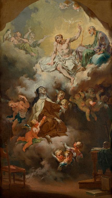 Caspar Franz Sambach, Himmelfahrt der heiligen Teresa von Àvila, vor 1763, Öl auf Leinwand, 43,…
