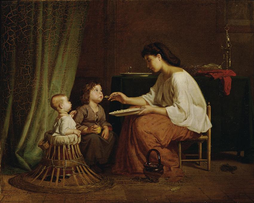 Karl Böheim, Sorgsame Schwester, um 1867, Öl auf Leinwand, 50,5 x 63 cm, Belvedere, Wien, Inv.-…