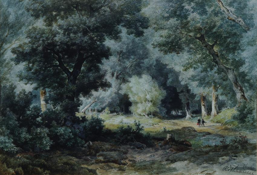 Remigius Adrianus van Haanen, Waldinneres, 1876, Aquarell auf Papier, Rahmenmaße: 65 x 81 x 3 c ...