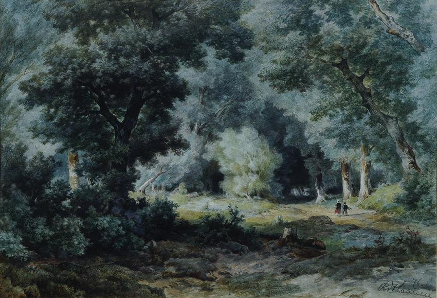 Remigius Adrianus van Haanen, Waldinneres, 1876, Aquarell auf Papier, Rahmenmaße: 65 x 81 x 3 c…