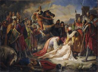Carl Rahl, Karl I. von Anjou an der Leiche Manfreds nach der Schlacht von Benevent am 26. Febru…