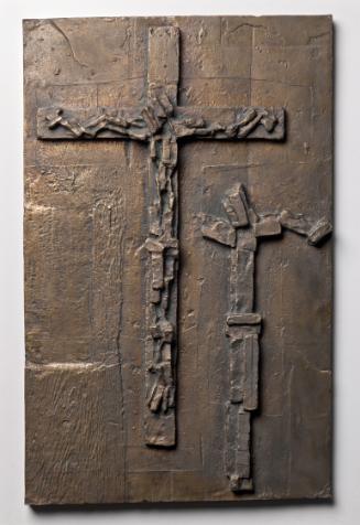 Fritz Wotruba, Relief mit zwei Kruzifixdarstellungen, 1965, Bronze, 62 × 39,5 × 6,5 cm, Belvede…