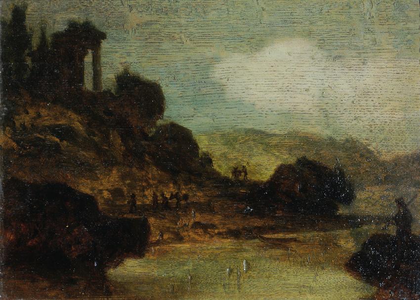 Joseph Hasslwander, Landschaft mit Ruine, Öl auf Holz, 21,8 x 30,5 cm, Belvedere, Wien, Inv.-Nr…
