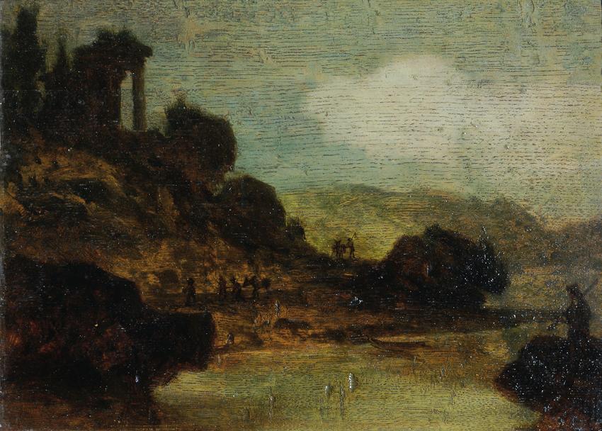 Joseph Hasslwander, Landschaft mit Ruine, Öl auf Holz, 21,8 x 30,5 cm, Belvedere, Wien, Inv.-Nr…