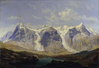 Johann Michael Sattler, Wetterhorn, Mettenberg und Eiger mit den beiden dazwischenliegenden Gri…