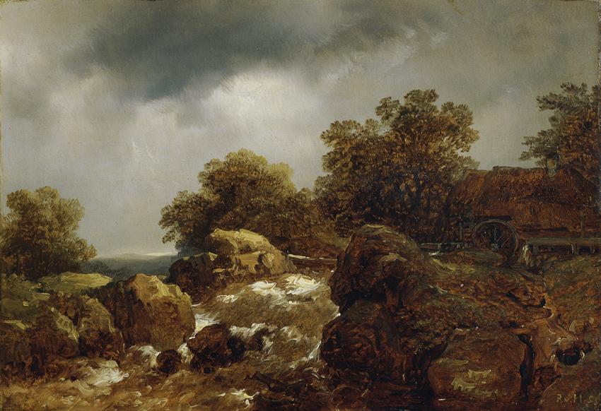Remy van Haanen, Felsige Landschaft, 1855, Öl auf Holz, 18,7 x 27 cm, Belvedere, Wien, Inv.-Nr.…