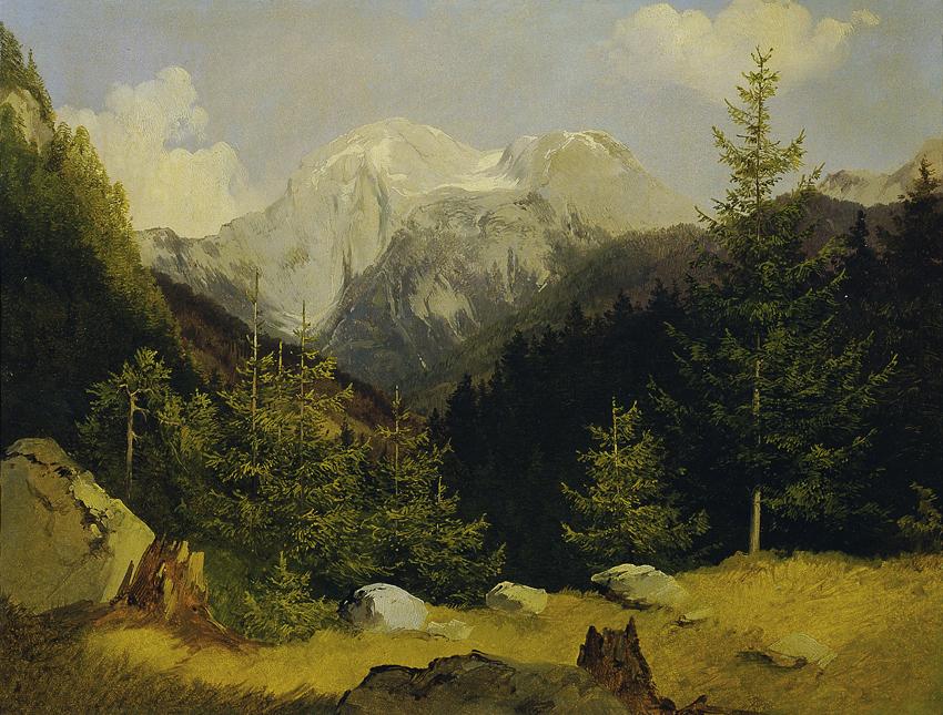 Josef Holzer, Der Hohe Göll, Öl auf Karton, auf Leinwand aufgezogen, 49,2 x 51,5 cm, Belvedere,…