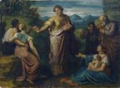 Carl Rahl, Das Mädchen aus der Fremde, um 1864, Öl auf Karton, 32 x 44 cm, Belvedere, Wien, Inv…
