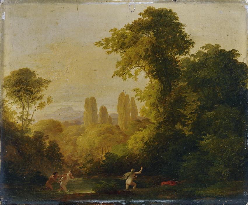 Franz Schrotzberg nach Károly Markó der Ältere, Landschaft mit mythologischer Staffage, 1834, Ö…