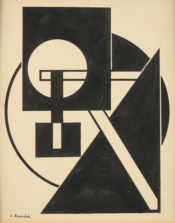 Lajos Kassak, Komposition, 1922, Tinte auf Papier, 26,5 × 20,7 cm, Dauerleihgabe von Silard Isa…