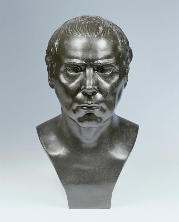 Franz Xaver Messerschmidt, Der Zuverläßige ("Charakterkopf" Nr. 27), 1964, Gipsabguss, graphiti ...